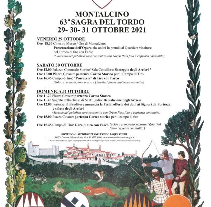 Programma 63° Torneo di Sagra del Tordo – Montalcino 30 – 31 Ottobre 2021