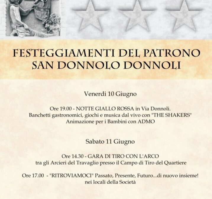Programma Festeggiamenti del Patrono San Donnolo Donnoli 10-11-12 Giugno 2022