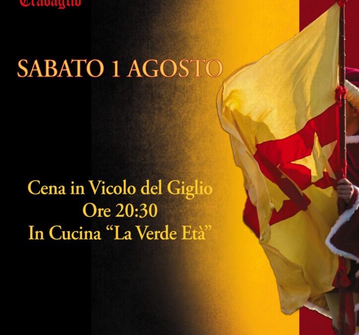 Sabato 1 Agosto Cena in Vicolo del Giglio ore 20.30 in cucina “La Verde Età” – prenotazioni da Carlotta (3405354199) entro le ore 12 del giorno precedente