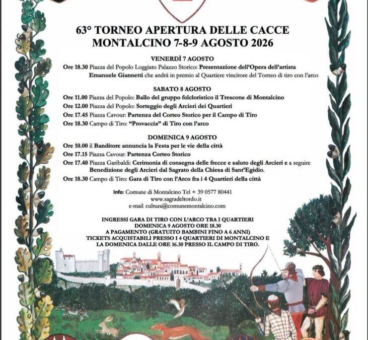 PROGRAMMA 63° Torneo Apertura della Cacce 7-8-9 Agosto 2026